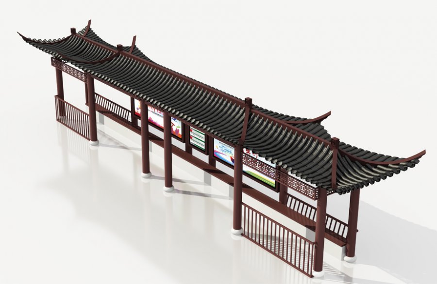 仿古候车亭使用中